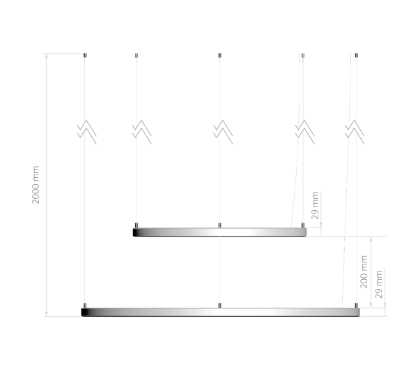 LED-Ringform Deckenleuchte mit zwei Ringen ✓ Exklusive Beleuchtung für Hotels und Konferenzräume.